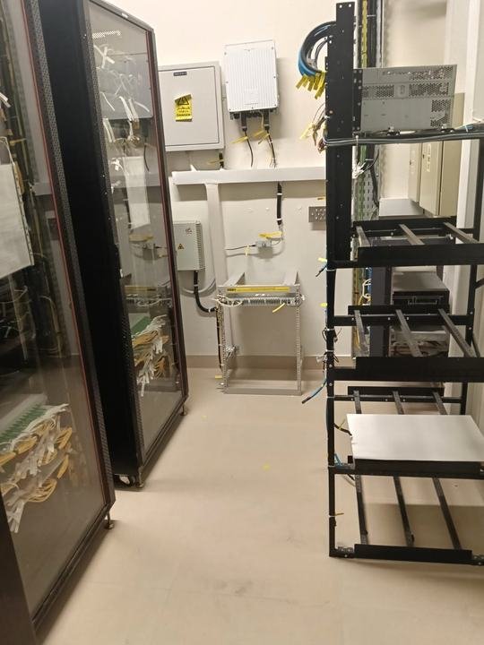 ISP room with racks and a wall box ready for handover