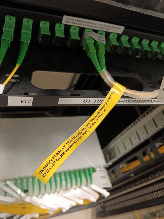 Labeled patch cords on the ODF