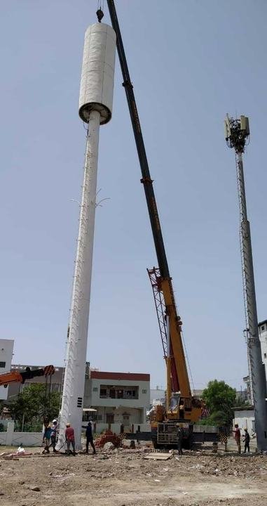 Monopole erection with crane