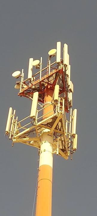 Monopole platform with sector antennas and microwave dishes